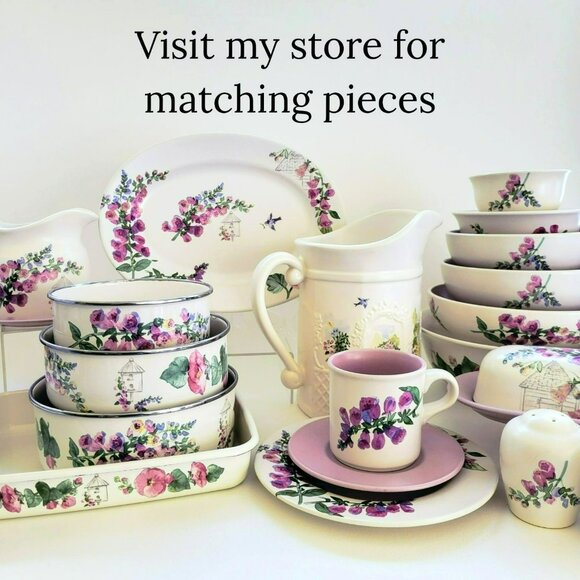 Vintage Pfaltzgraff Cape May Mug & Saucer, 2 Sets, Floral Bird House c1990s USA - Picture 11 of 11